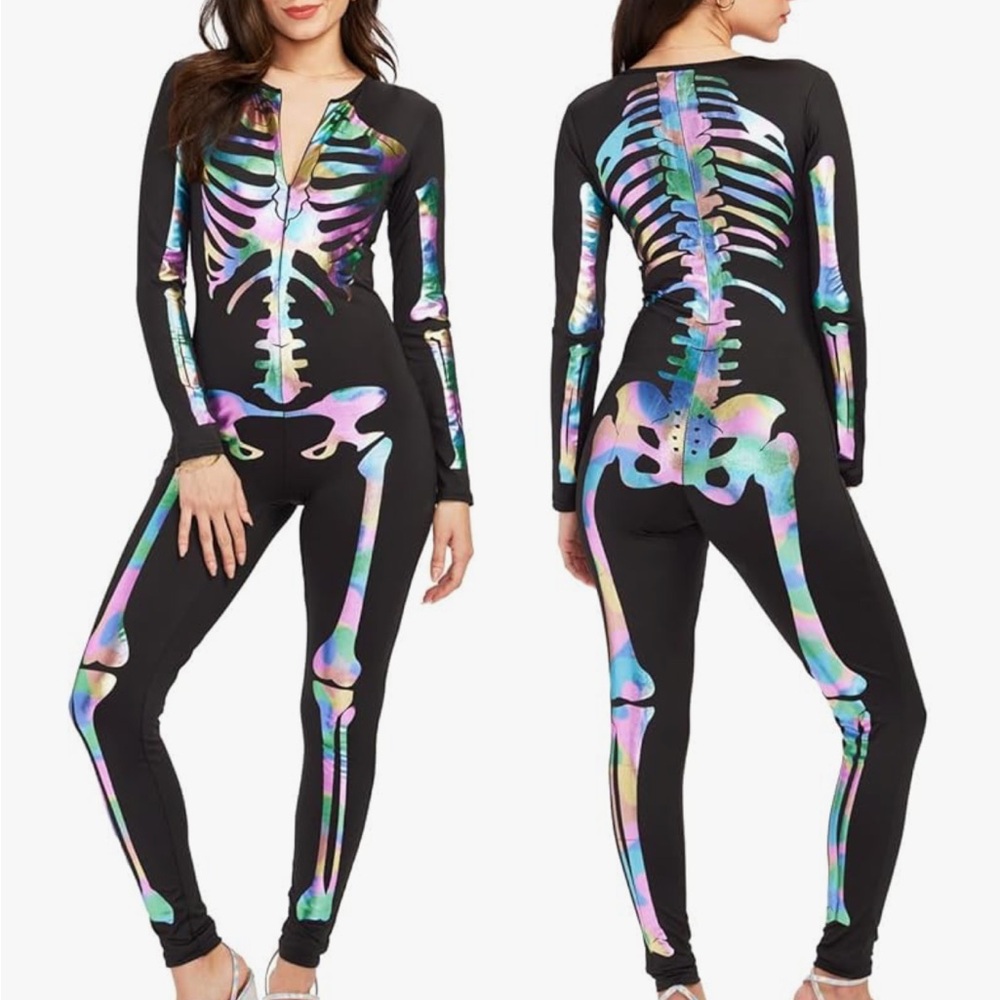 Tipsy Elves Sexy Skeleton Jumpsuit Costume Halloween